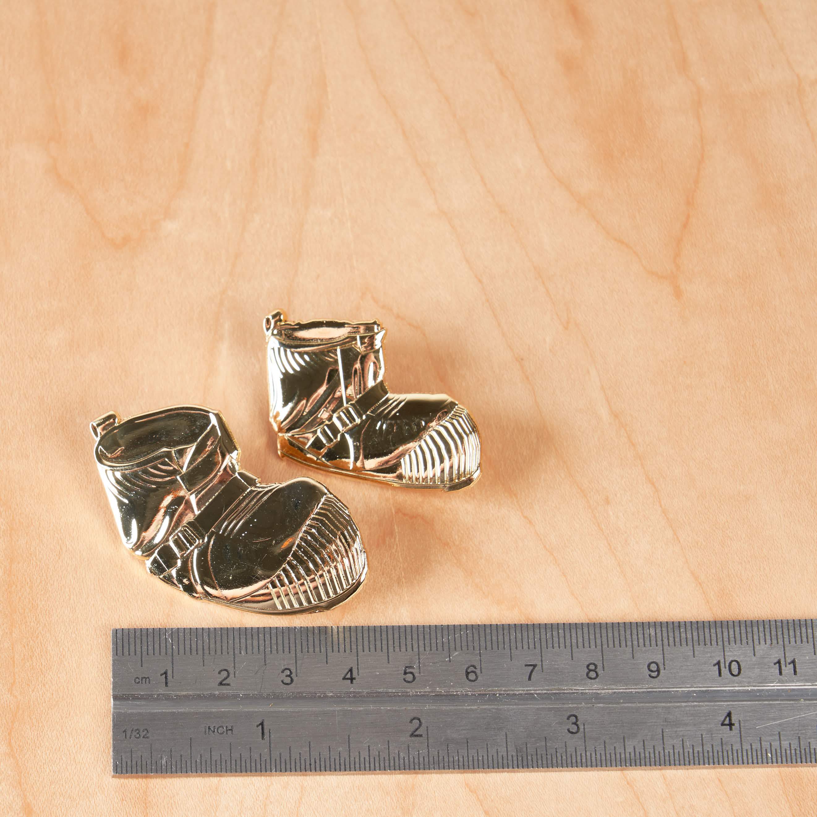 Astronaut Boots 3D Pin Gold - 2 Pin Set - Image 4