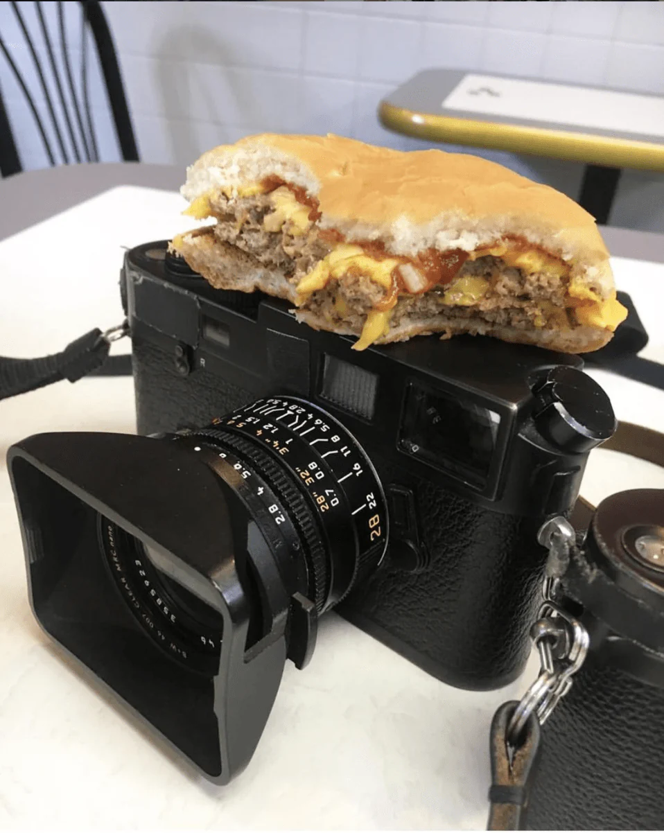 Burger on Rangefinder Camera Pin - Image 2