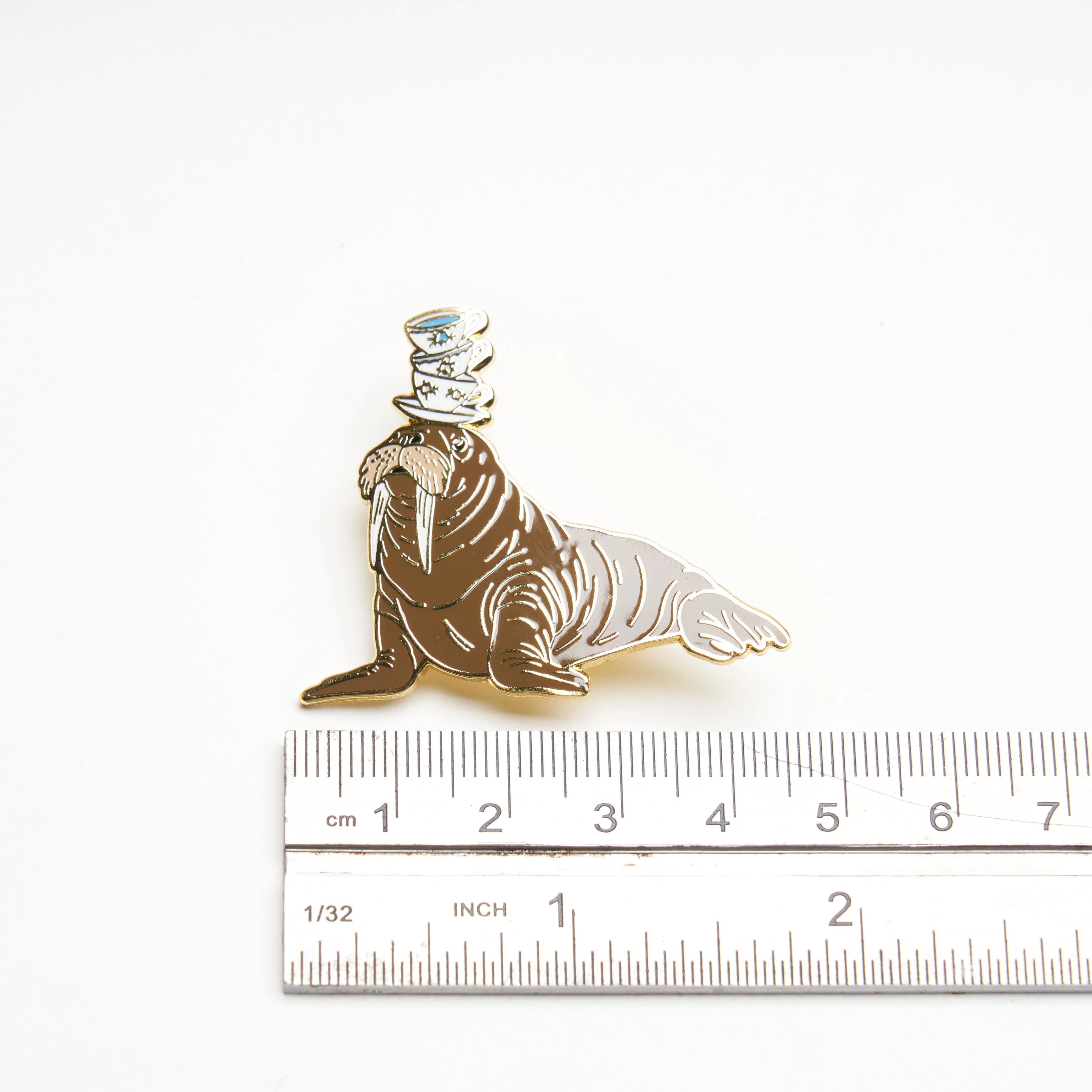 Walrus Balancing Teacups Pin - Image 4