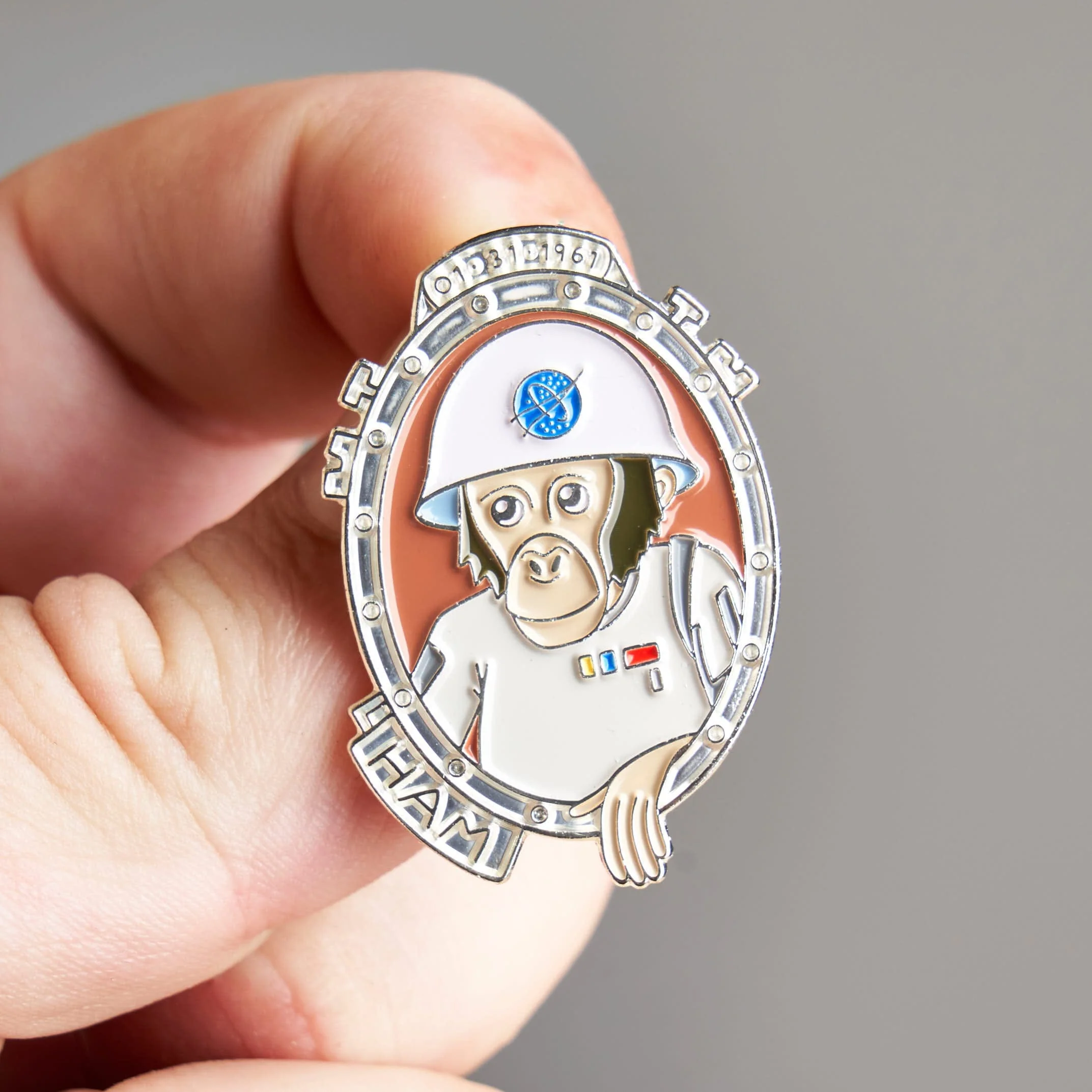 "Ham the Astrochimp" - Animal Astronaut Enamel Pin - Image 2