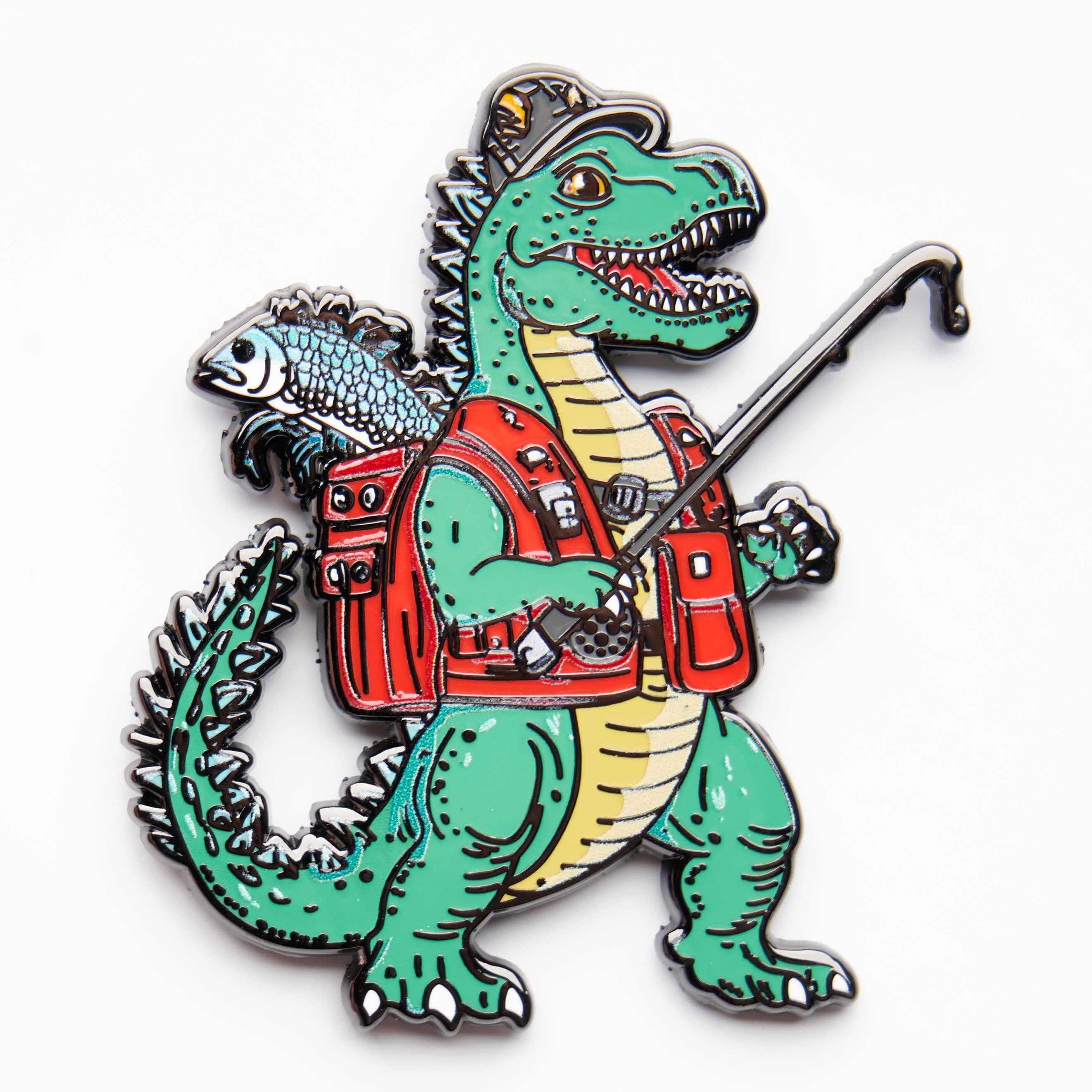 Dinosaur Fisherman Pin