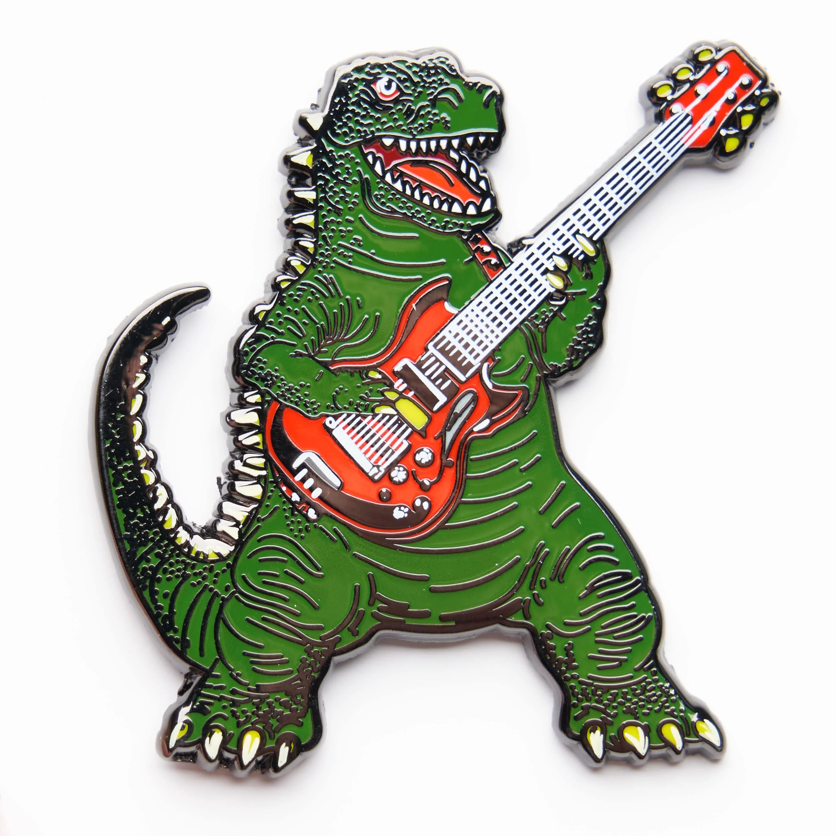 Dinosaur Guitarist Pin