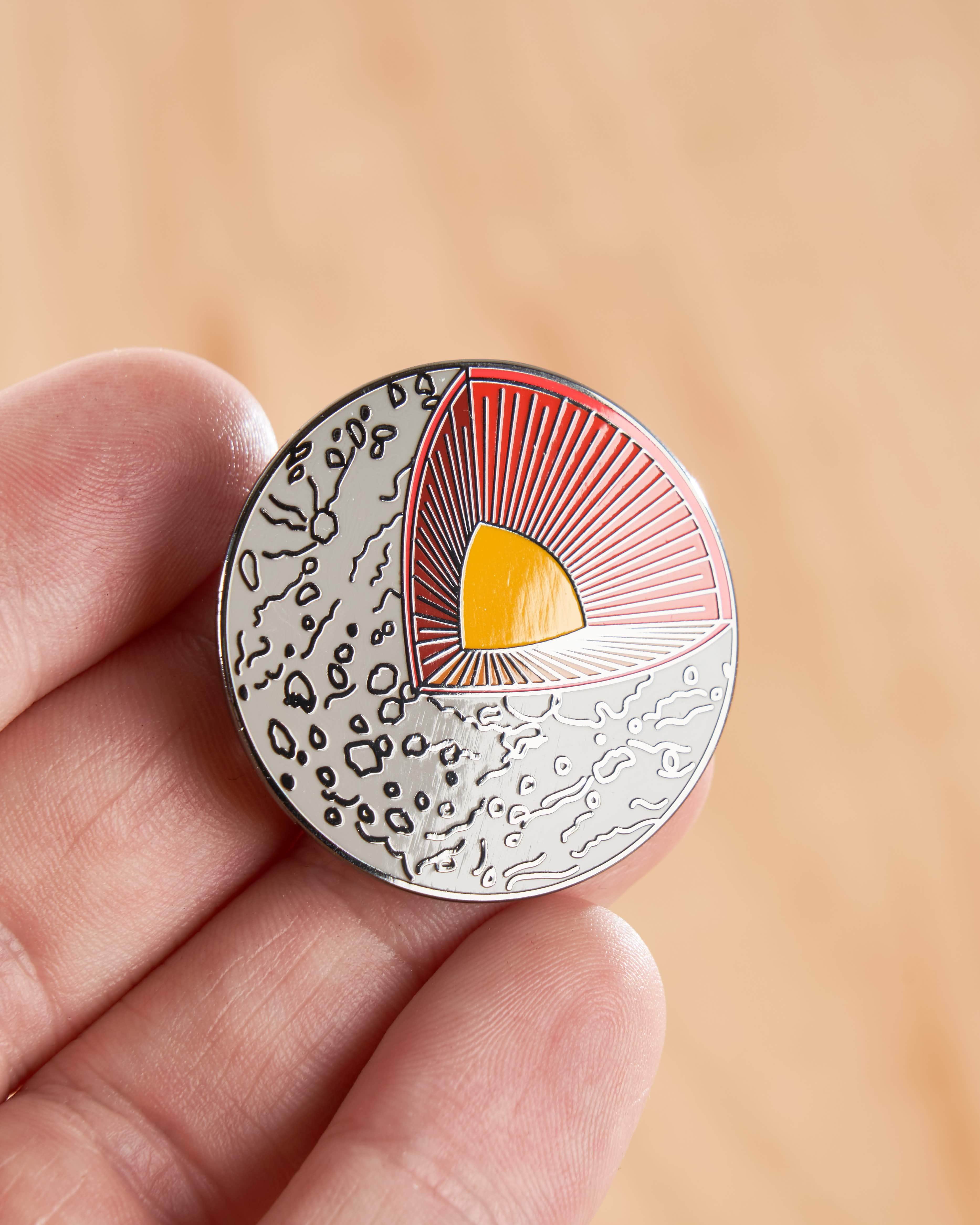 Moon Cross Section Cutaway Pin