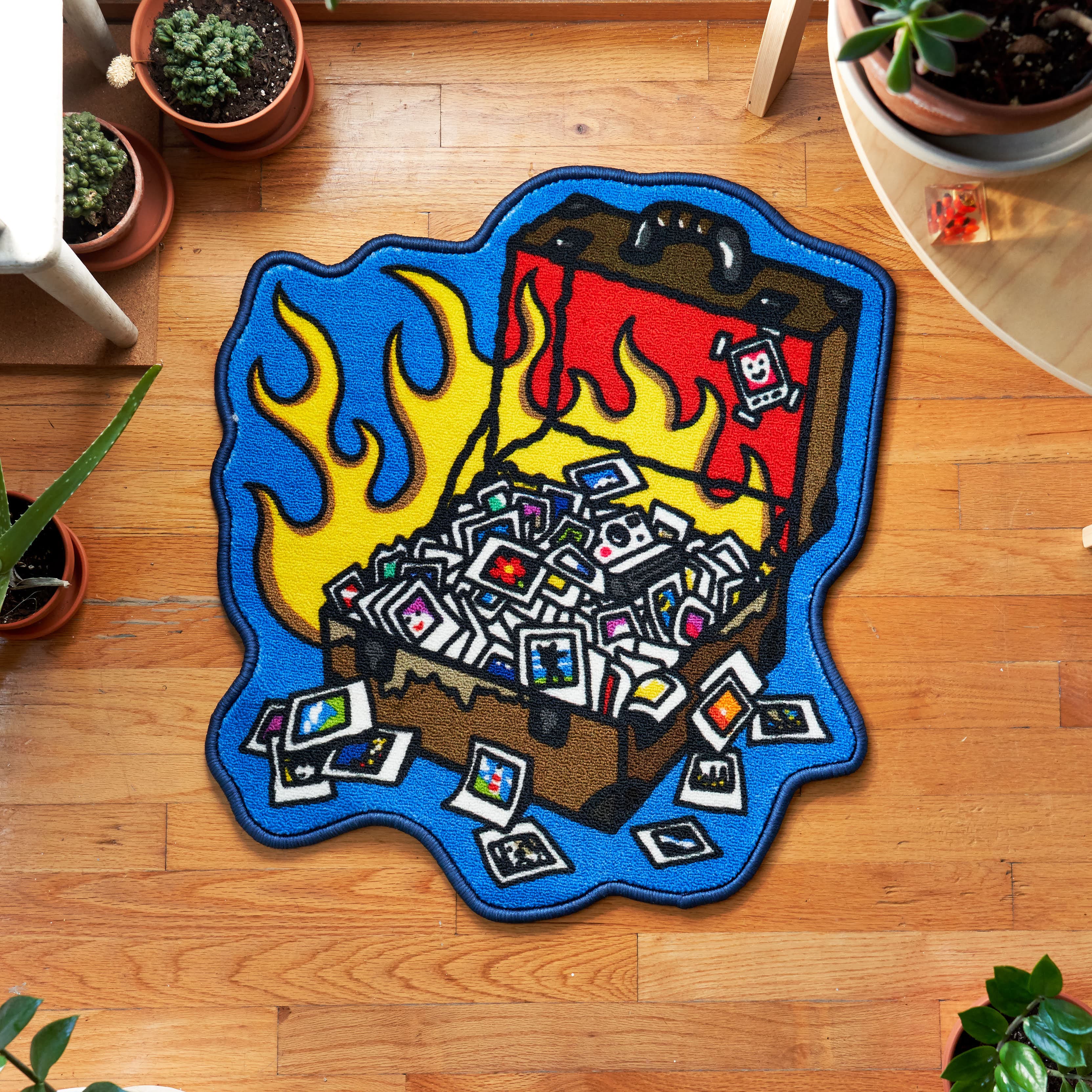 Flaming Photo Suitcase Mini Rug