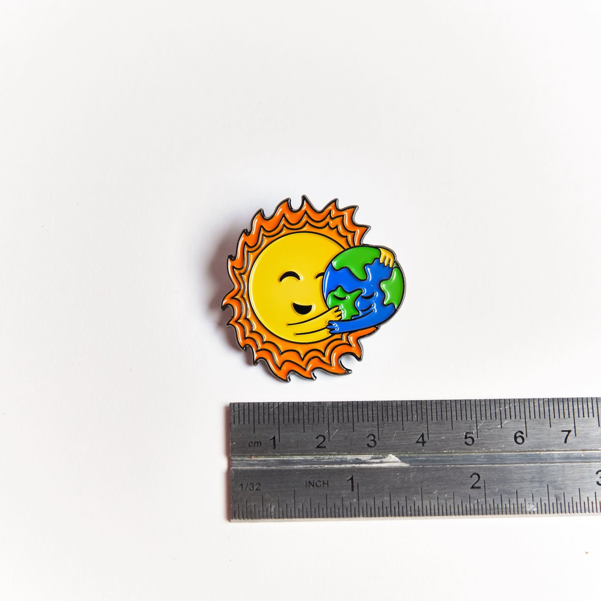 Sun Hugging Earth Cute Planet Pin - Image 3